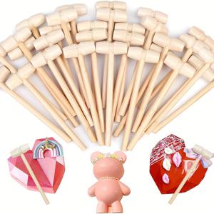 TEMU 20팩 천연 목재 미니 초콜릿 분쇄 망치 - 부활절, 발렌타인데이, 7월 4일 DIY 공예용 소형 망치, 파티 선물 및 장식품, 공예가를 위한 선물, 축제 장식, 수공예 품질, 휴일 장식, 러스틱 데코, 내구성 있는 나무공예, 장식용 망치, 디코레이터