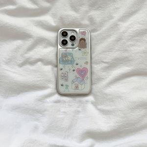 TEMU 러브 하우스 귀여운 곰 폰 케이스, 전기도금 사진 프레임 방탄, 아이폰 16 프로 맥스 15 플러스 14 11 호환 보호 커버, 크리스마스 선물, 새해 선물, 부활절 선물, 가족과 친구를 위한