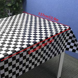 TEMU 1pc, 레이싱 파티 테이블보, 검정색과 흰색 체크무늬 점이 있는 생일 파티 일회용 테이블보, 파티 장식, 파티 용품, 휴일 장식, 휴일 용품