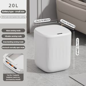 TEMU 뚜껑이 있는 스마트 - 터치리스 작동, 20L/5.3 Gal, 22L/5.8 Gal, 24L/6.3 Gal, 욕실, 주방, 사무실, 또는 세탁실에 공간을 절약하는 디자인, 현대적인 스타일, 내구성 있는 플라스틱 구성, 사무실 | 세련된 | 욕실용 , 플라스틱|쓰레기통
