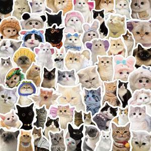 TEMU 100개 귀여운 고양이 스티커 - 현실적인 디자인, 자체 접착, 혼합 색상으로 일기장, 노트북, 전화, 스크랩북, 미술 및 공예 - 겨울, 새해, 생일 선물, 고양이 선물, 스크랩북 장식, 재미있는 삽화, 매트 핏|일기장