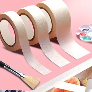 TEMU DIY 테이프 마스킹 페이퍼 테이프, 페인팅 커버업 접착 아트 전문 용품 스케치 수채화 화이트 마스킹 테이프, 손으로 찢을 수 있는 종이 접착 천 아트 페인팅 용품