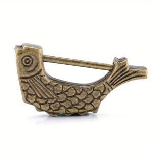 TEMU 1pc 60*30mm 빈티지 중국어 키 자물쇠, 골동품 올드 스타일 복고풍 잠금, 아연 합금 보석 상자 물고기 패턴 잠금, 홈 장식