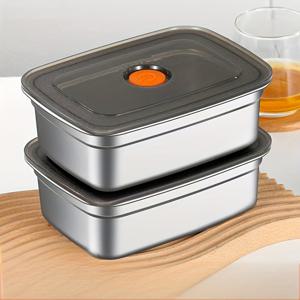 TEMU 2팩 스테인리스 스틸 식품 보관용기와 뚜껑 - 밀폐형, 전자레인지 안전, 재사용 가능, 사각형 플립 탑, 다목적 사용, 신선함 보장, 전기 없음|트라이탄밀폐용기