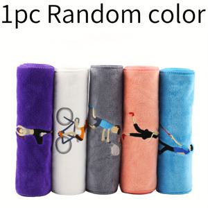 TEMU 1개 랜덤 컬러 스포츠 타월, 초극세사 원단, 직사각형 110cm * 25cm, 모던 스타일 자수 패턴, 체육관, 야외 운동용 타월, 비치 타월, 부드러운 흡습 속건, 커플 스포츠, 사이클링, 요가, 테니스|비치타올|스포츠타올