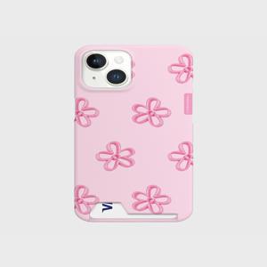 [더나인몰] pink line flower pattern [카드수납 폰케이스]