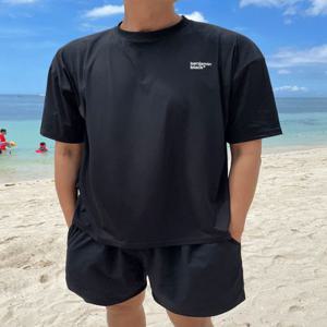 [여름특가????/~2XL]자외선차단 특대형 커플 래쉬가드 반팔티 benjamin black 오버핏 빅사이즈 남여공용 래쉬가드 체형커버 비키니 커버업 러닝 헬스