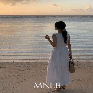 ????[당일발송][하객룩/나시원피스][MNLB] 라메르 텐셀 세미보트넥 나시 롱 원피스 (S/M)