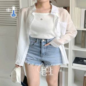 [????쿨썸머#자체제작]시스루 포켓 셔츠