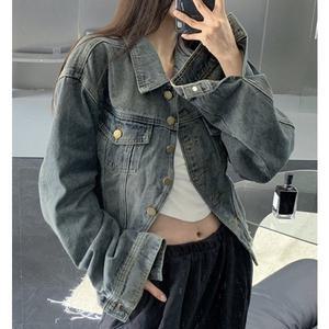 보브드 오버핏 레트로 데님 자켓
