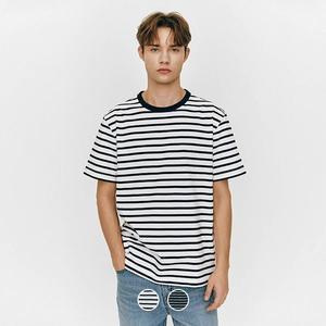 매장정품 지오다노 025521 라운드넥 스트라이프 반팔티블랙