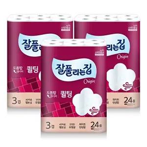 [잘풀리는집]퀼팅 3겹 광폭 화장지 (너비107mm) 30M x 24롤 x 3팩