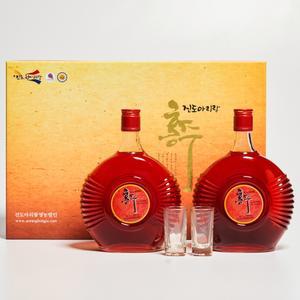 진도홍주 아리랑7호 선물세트 40도 700ml x2 지초주 (잔,케이스,쇼핑백포함)