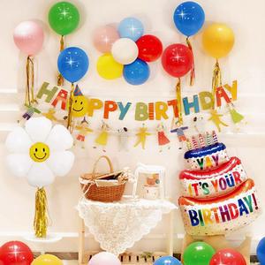 해피조이 생일파티 풍선세트(컬러풀데이) (손펌프포함)장식풍선 파티장식