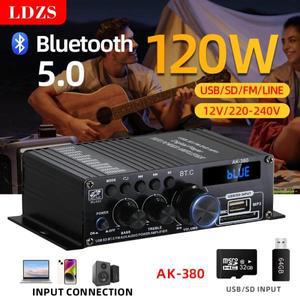 블루투스 호환 2채널 HiFi 스테레오 전력 증폭기 홈 파워 앰프 가정용 가라오케 파티용 스테레오 오디오 앰