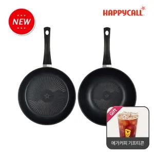 [30%혜택+메가커피 기프티콘 증정] HC해피콜 NEW 컴포트 다이아몬드 후라이팬 2종세트(24팬+24웍)