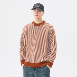 남성 스웨터 라운드넥 니트 추동 스트라이프 풀오버 주니어 코디 MF4