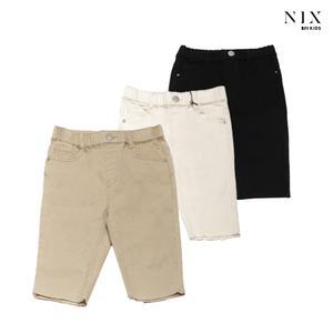 [NIXKIDS]여아) BK/코튼 컬러 워싱 풀밴딩 5부 스키니(FKQMDDH950M)