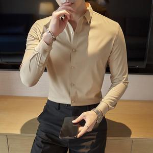 남성셔츠 봄가을 슬림 링클프리 핏 이너 셔츠 사계절 상의 심쿵빛
