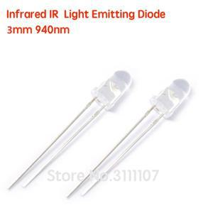 50개/몫 LED 3mm 940nm IR 적외선 방출 원형 튜브 라이트 다이오드 새로운 도매 전자