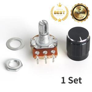 5Set WH148 15mm 선형 전위차계 3핀 1K 검정색 알루미늄 합금 손잡이 캡 키트 포함