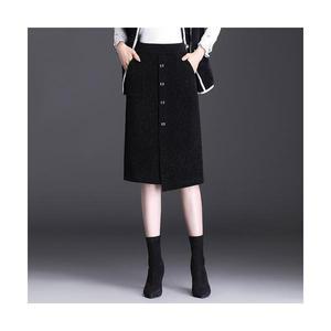 여자 롱 스커트 하객 미디 무지 시크 언밸런스 겨울 슬림 라인 BE3