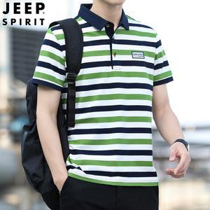 JEEP 지프 남성 티셔츠 여름 풀오버 상의 캐주얼 줄무늬 반팔