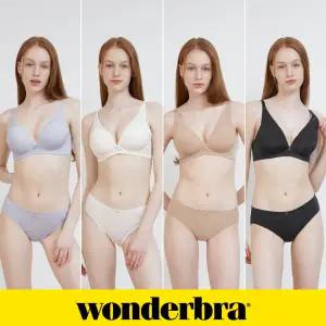 [Wonderbra] V넥 노와이어 브라팬티 8종세트 블루퍼플 오트밀 샌드베이지 블랙