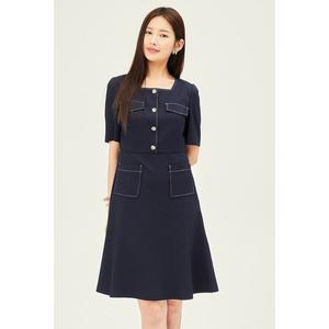 [JJ지고트](대구신세계)배색 스티치 플레어 원피스  GP6M0OP941