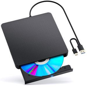 Aelsoch 외장 호환 블루레이 드라이브 플레이어 읽기 쓰기 블러레이 버너 USB 3 0 및 Type C DVD CD BD 드라이브 Windows 7 11 Mac PC M DISC Black