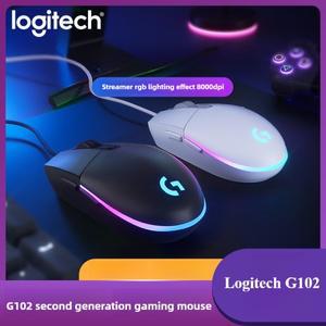 Logitech (G) G102 게임용 마우스 RGB 경량 디자인 200-8000DPI 2세대 인체공학적 컴퓨터
