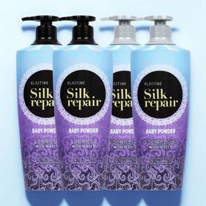 엘라스틴 실크리페어 베이비파우더향 샴푸 (550ml 2개)+컨디셔너 (550ml 2개)