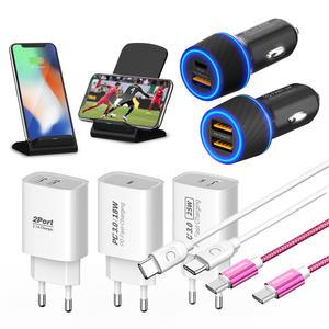 케이블 외 고속충전기 초고속 USB C타입 8핀 5핀 PD QC3.0 2포트 케이블 보조배터리 가정용 차량용 무선