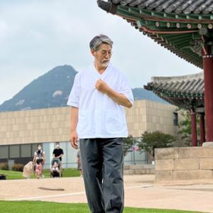 백제봉 생활한복 여름 반팔 남자 개량한복 속단추 저고리 바지 한벌 세트