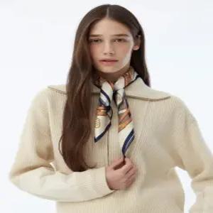닥스 액세서리 여성 24FW [스테디셀러]네이비 체크 실크 스카프 WCSC4F250N2