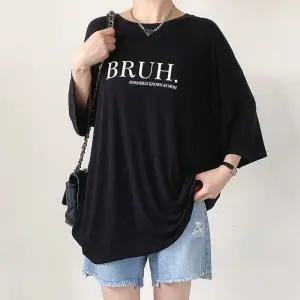 브러 레러팅 실키 오버핏 반팔티