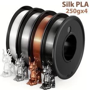 실크 구리 PLA 3D 필라멘트 1.75mm 스풀 와이어 3D 프린터 재료 1Kg 실크 실버 250 gx4