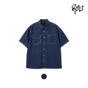 [레노마키즈]주니어 남아 사이드트임 오버핏데님셔츠 청남방(2421B301)_CJ