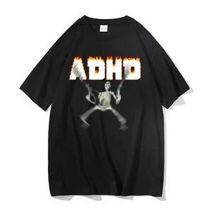Adhd Skeleton Meme 티셔츠 클래식 빈티지 유머 공포 재미 있은 해골 T 남성 여성 캐주얼 힙합 여름 오버