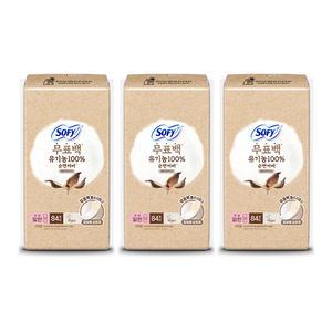 쏘피 유기농 순면커버 무표백 라이너 일반 84매, 3개
