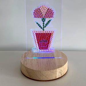 [오피스스쿨] 토단 카네이션 보석십자수 아크릴 무드등 만들기 1인세트 DIY LED등 어버이날 스승의날