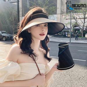 여름 돌돌이 썬캡 햇빛가리개 와이드 선캡 모자 여성 라탄 골프 썬바이저