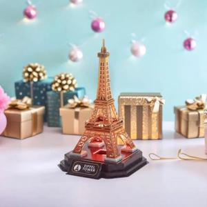 큐빅펀 에펠탑 LED 입체퍼즐 만들기 3D퍼즐 장난감 건축물 조립 종이모형 (51pcs)