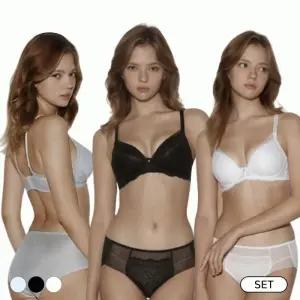 에블린 [세트] F1 메리메 로맨티크 노와이어 브라팬티세트 EBBRFA1H15 EBBRFA115HSE