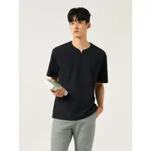 [빈폴] 메쉬 슬릿넥 반소매 티셔츠 블랙 (BC5742C025)