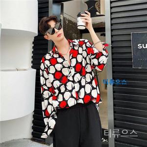 남자 꽃무늬 셔츠 빨간색 화려 패턴 레드 여름 남방 티류으스