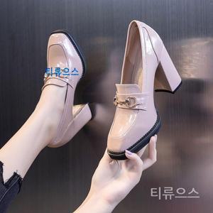 티류으스 여자 청키힐 로퍼 구두 단화 하이힐 6cm 9cm 2가지