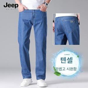JEEPSPIRIT 여름 남자 청바지 텐셀 쿨링 얇은 스판 청바지