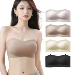 심리스 오프숄더 브라탑 노와이어 무봉제 튜브탑 끈없는