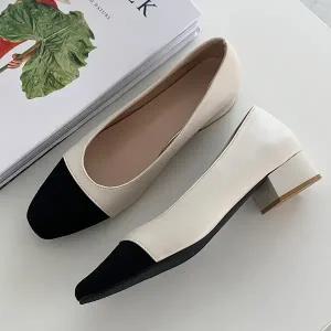 [빅사이즈~260mm] 인더슈 르본디 배색 플랫 힐 (3cm)